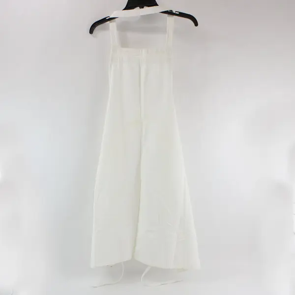 White Fabric Apron Adjustable Waist Ties 34.5 x 29 Stained