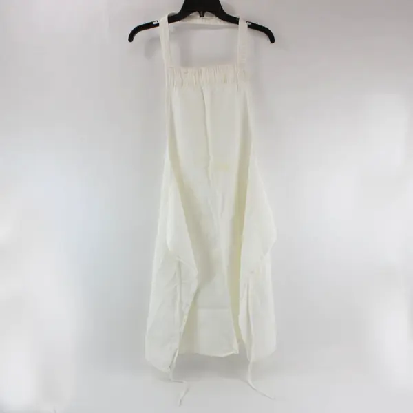 White Fabric Apron Adjustable Waist Ties 34.5 x 29 Stained