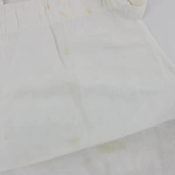 White Fabric Apron Adjustable Waist Ties 34.5 x 29 Stained