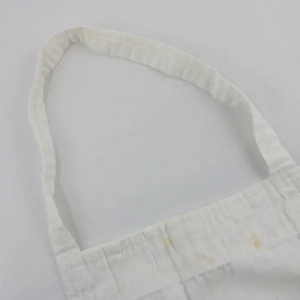 White Fabric Apron Adjustable Waist Ties 34.5 x 29 Stained