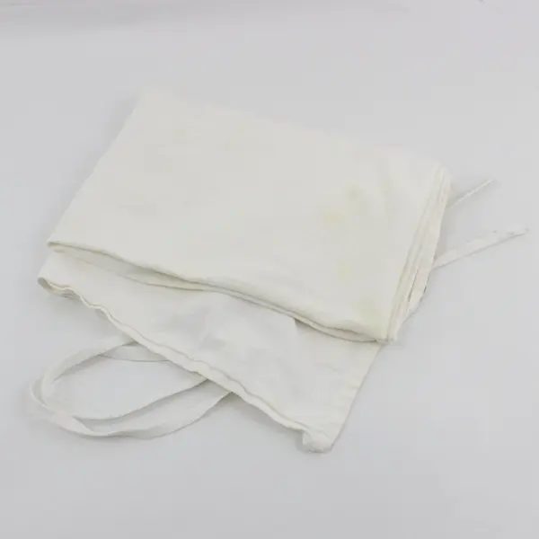 White Fabric Apron Adjustable Waist Ties 34.5 x 29 Stained