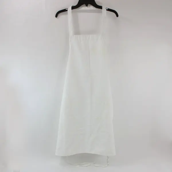White Bib Apron Adjustable Neck Tie Waist 30.5 x 32.25 in