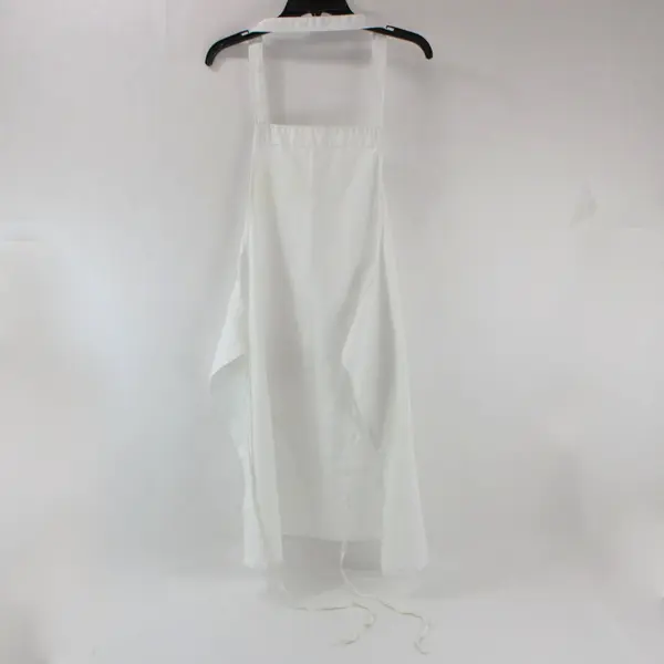 White Bib Apron Adjustable Neck Tie Waist 30.5 x 32.25 in