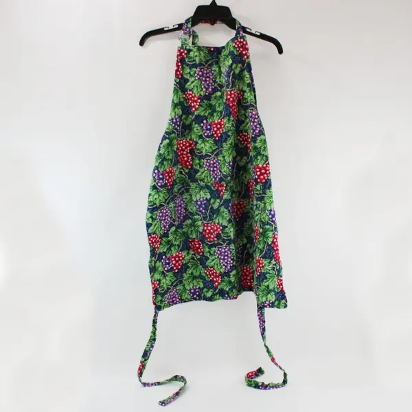 Grape Print Bib Apron Adjustable Neck Waist One Size 26.5 x 31