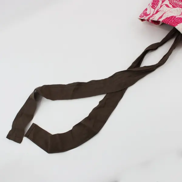 Handmade Floral Print Waist Skirt Apron Pink Beige Brown 23x18.5 in