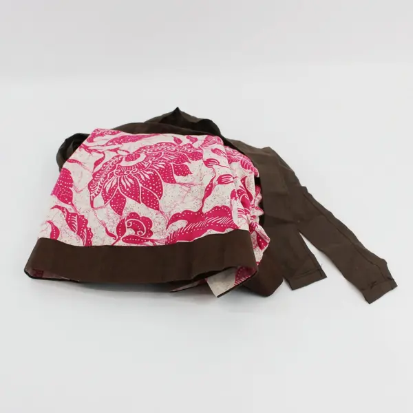 Handmade Floral Print Waist Skirt Apron Pink Beige Brown 23x18.5 in