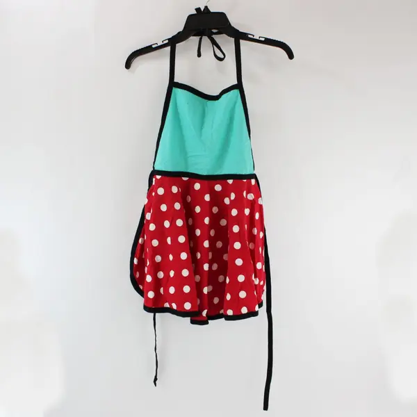 Green Red Polka Dot Bib Skirt Apron Adjustable Waist Neck Ties