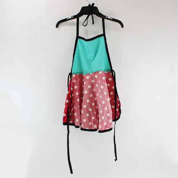 Green Red Polka Dot Bib Skirt Apron Adjustable Waist Neck Ties