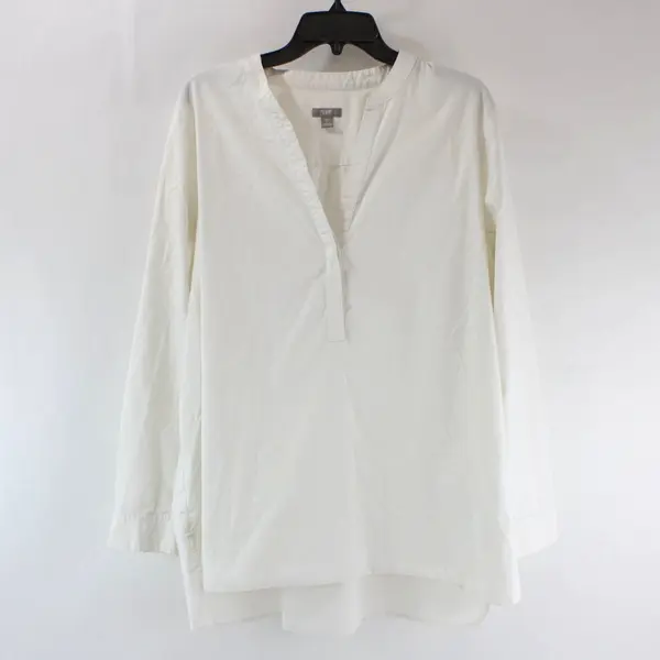 J. Jill Women's Stretch White Long Sleeve V-Neck Blouse XL