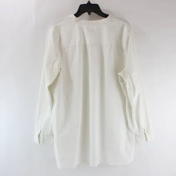 J. Jill Women's Stretch White Long Sleeve V-Neck Blouse XL