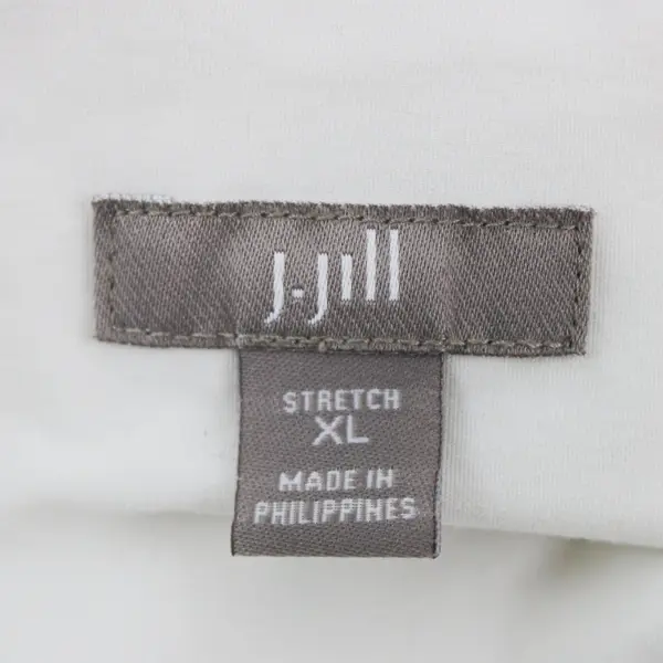 J. Jill Women's Stretch White Long Sleeve V-Neck Blouse XL