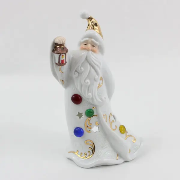 Set of 2 White Porcelain Tealight Holders Santa Christmas Tree