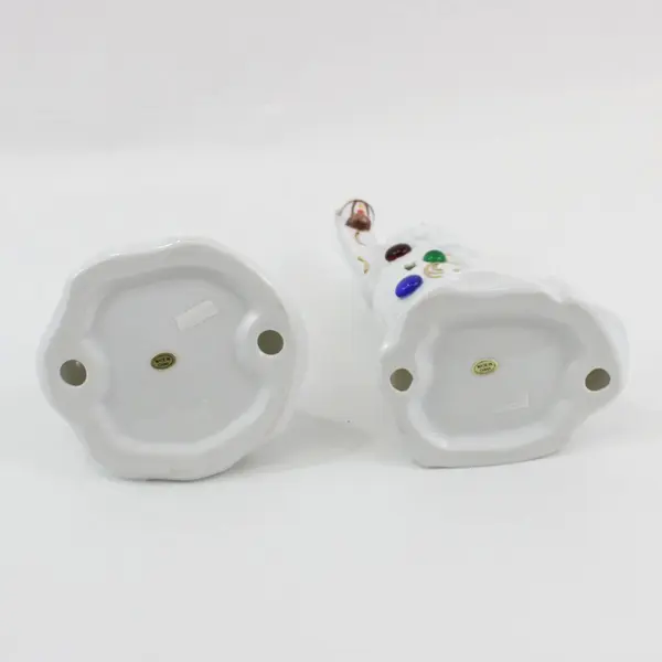 Set of 2 White Porcelain Tealight Holders Santa Christmas Tree