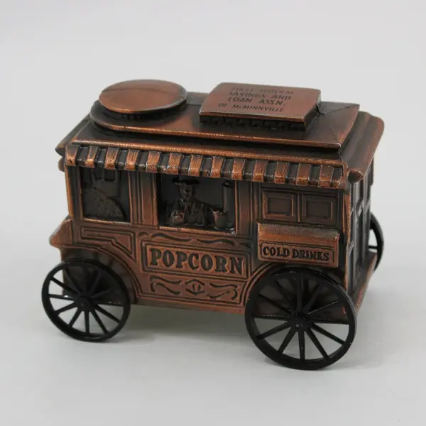 1974 Banthrico First Federal Savings & Loan Popcorn Cart Coin Bank