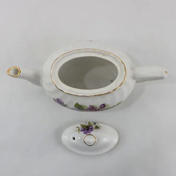 Arthur Wood & Son 6496 Vintage Staffordshire England Purple Pansy Teapot
