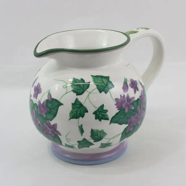 Waverly Garden Room Sweet Violet 96 Oz Floral Ceramic Pitcher