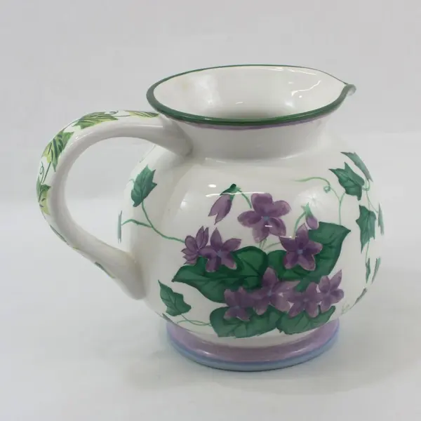 Waverly Garden Room Sweet Violet 96 Oz Floral Ceramic Pitcher