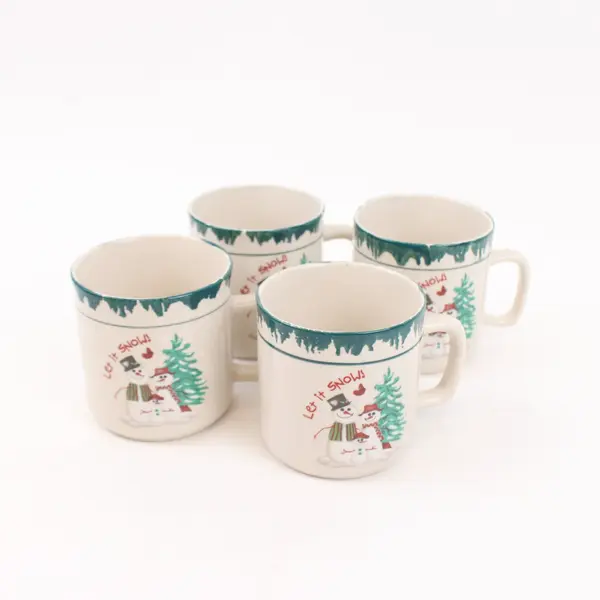 Atico Let It Snow Coffee Cocoa Mugs Set of 4 Holiday