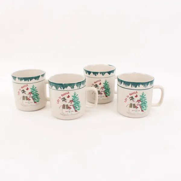 Atico Let It Snow Coffee Cocoa Mugs Set of 4 Holiday