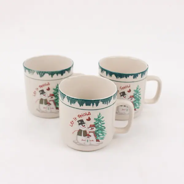 Atico Let It Snow Coffee Cocoa Mugs Set of 3 FLAWED