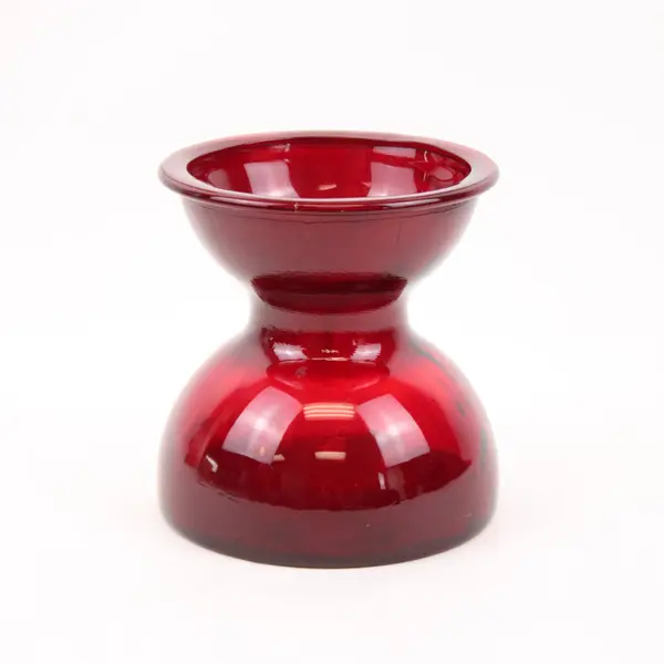 Red Hourglass Flower Vase 6 Inch Pre-Owned Home Decor