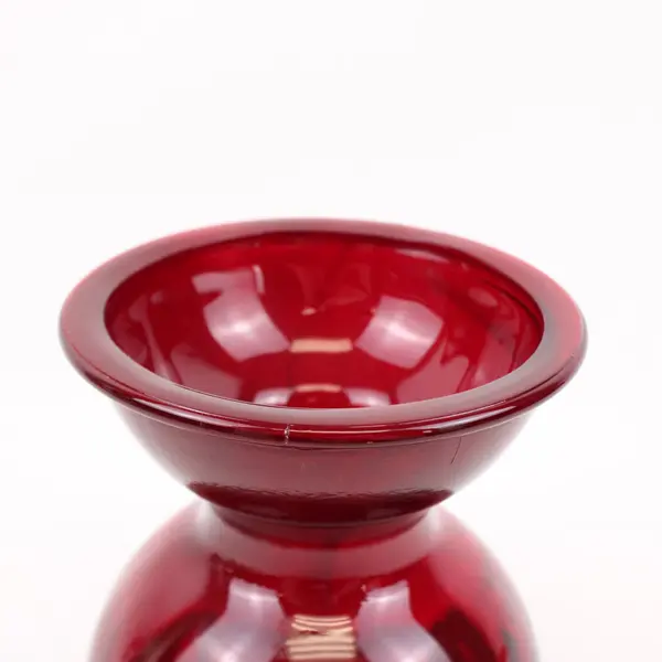 Red Hourglass Flower Vase 6 Inch Pre-Owned Home Decor