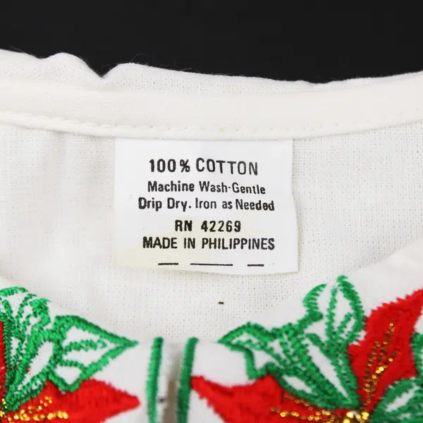 Christmas Poinsettia Embroidered Dickie Collar One Size Holiday Accessory FLAWED