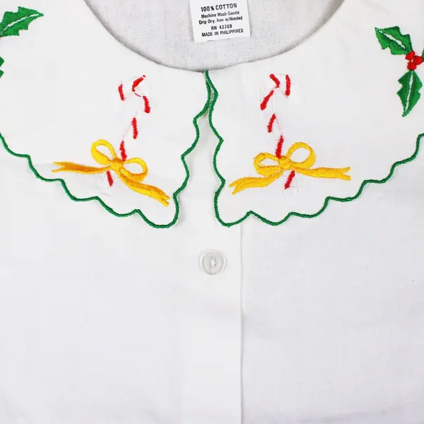Christmas Candy Cane Embroidered Dickie Collar One Size Holiday Accessory FLAWED