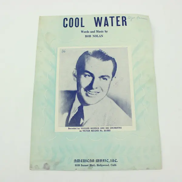 Cool Water Bob Nolan Vintage Sheet Music Portrait Cover