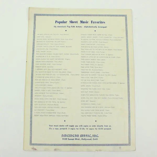 Cool Water Bob Nolan Vintage Sheet Music Portrait Cover
