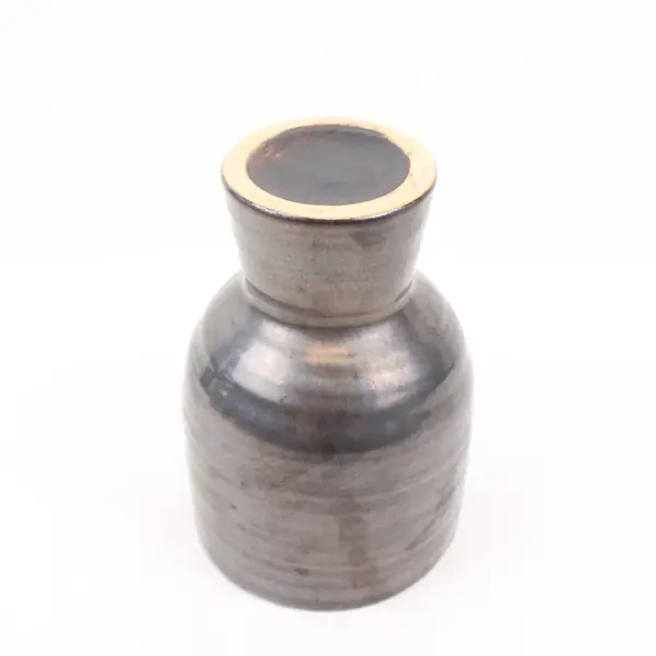 Glazed Gray Ceramic Pedestal Vase 7-3/4 Inch Decorative Pottery
