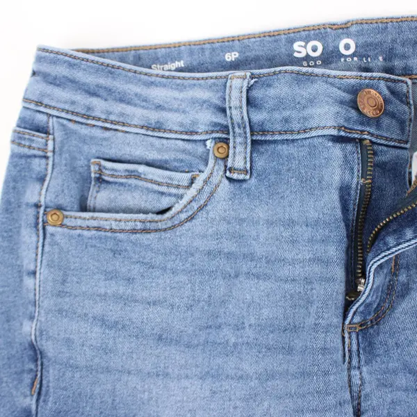 Sonoma Women's Distressed Straight-Leg Jeans Medium Wash Size 6P Petite