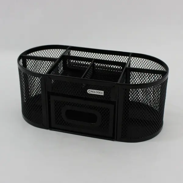 Rolodex Black Mesh Metal Desktop Organizer with Drawer