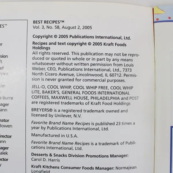 Jell-O & Cool Whip Simply Delicious Cookbook Vol 3 No 58 2005