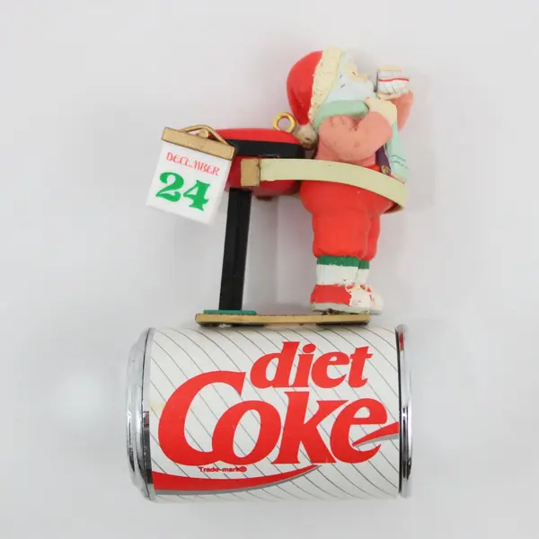 Vintage Diet Coke Slimmin' Santa Resin Ornament Coca-Cola Enesco 1993 3.5" Tall 