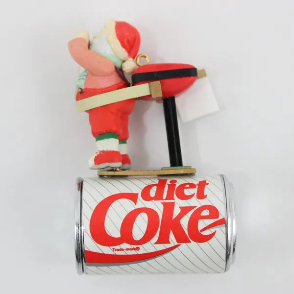 Vintage Diet Coke Slimmin' Santa Resin Ornament Coca-Cola Enesco 1993 3.5" Tall 