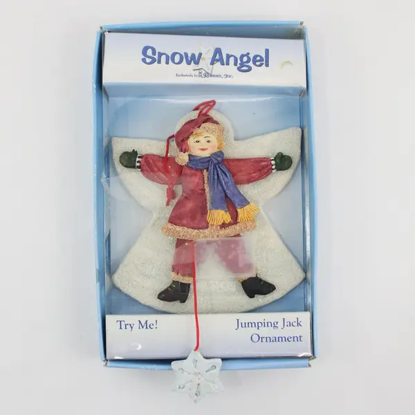 Roman Inc 2001 Snow Angel Jumping Jack Resin Christmas Ornament 4" Tall With Box