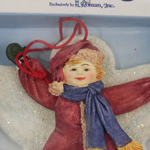 Roman Inc 2001 Snow Angel Jumping Jack Resin Christmas Ornament 4" Tall With Box