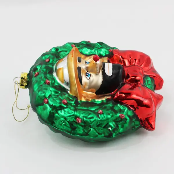Vintage Emmett Kelly Jr Collectable Glass Clown In Wreath Ornament 7.75" Tall 
