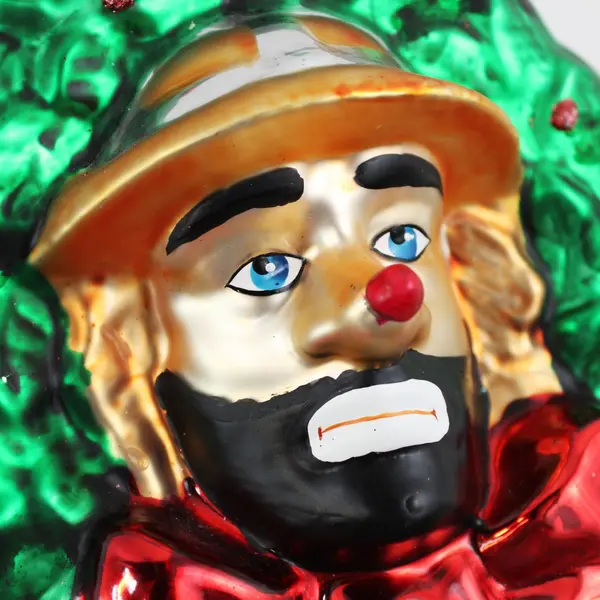 Vintage Emmett Kelly Jr Collectable Glass Clown In Wreath Ornament 7.75" Tall 