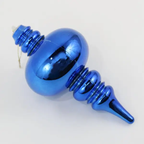 Large Cobalt Blue Plastic Finial Christmas Ornament 7.75" Cracked For Parts