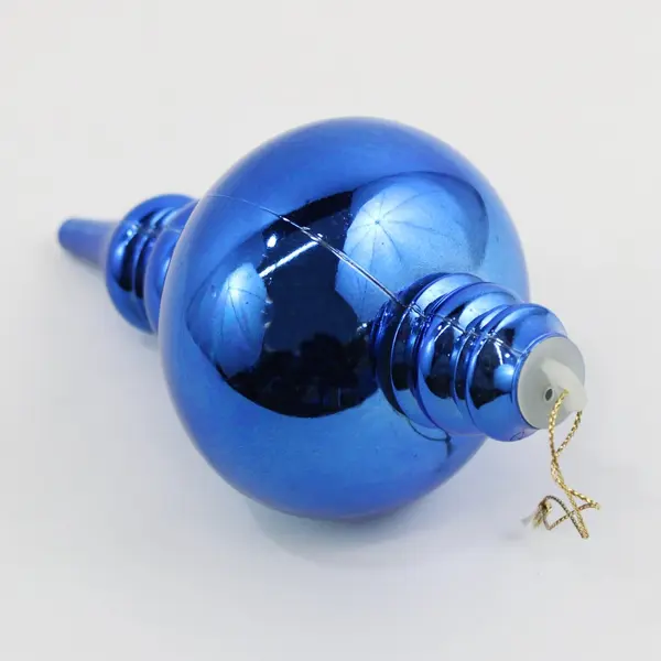 Large Cobalt Blue Plastic Finial Christmas Ornament 7.75" Cracked For Parts