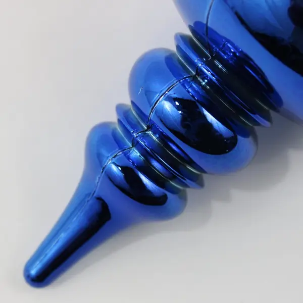Large Cobalt Blue Plastic Finial Christmas Ornament 7.75" Cracked For Parts