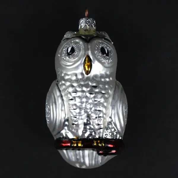 Polish Made Blown Glass Snowy Owl Polish Made Christmas Tree Ornament Good
