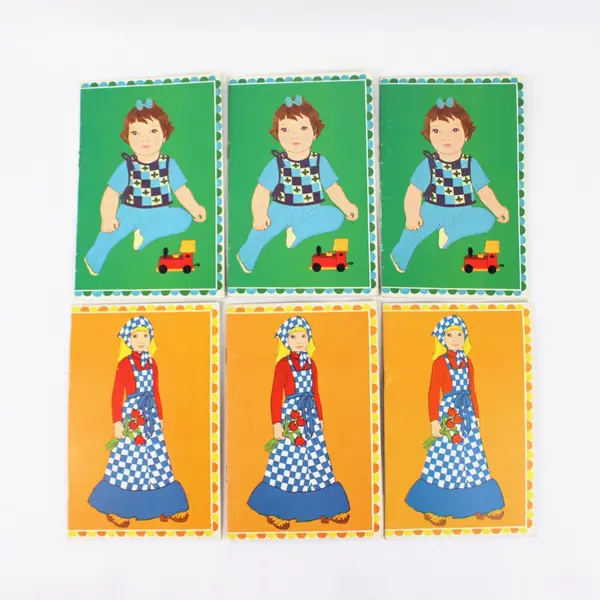 Lot of 6 1977 Carlsen Paper Doll Sets 3095/1 3095/2 Dorte Clausen