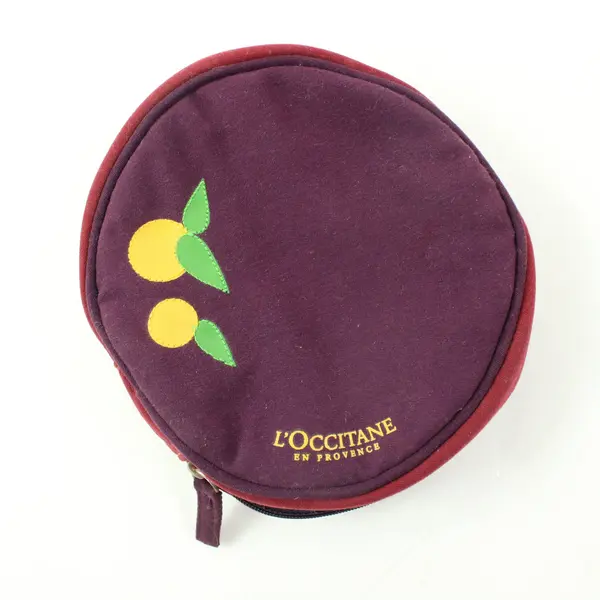 L'Occitane en Provence Burgundy Cosmetic Makeup Bag Zipper Pouch, 6x6x2" 
