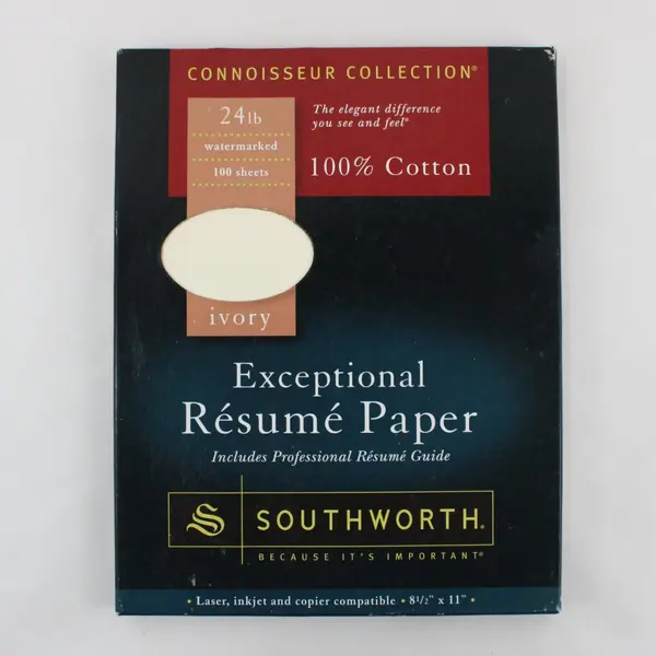 Southworth R14ICF 100% Cotton Exceptional Resume Paper Ivory 24lb 100 Sheets 