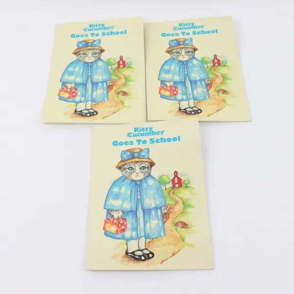 Vintage 1985 Lot of 3 Kitty Cucumber Goes to School Jim Lillemoe Children's PB 
