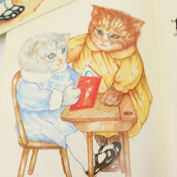 Vintage 1985 Lot of 3 Kitty Cucumber Goes to School Jim Lillemoe Children's PB 