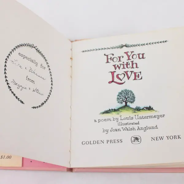 For You With Love Louis Untermeyer Joan Walsh Anglund 1961 Hardcover DJ